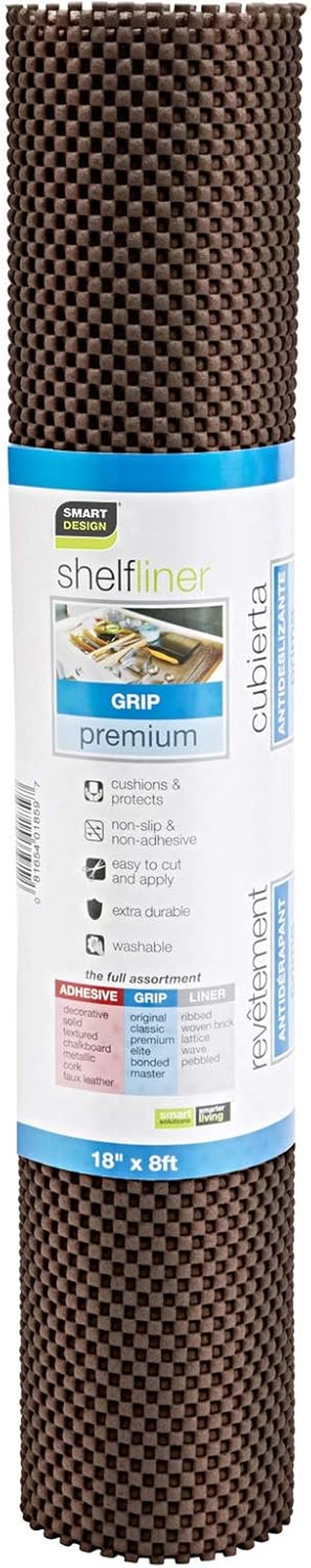 Premium Grip Shelf Liner - 18 Inch X 8 Feet - Non Adhesive, Strong Grip Bottom, Easy Clean Kitchen Drawer, Cabinet, Cupboard Dresser Protector Cover, Non Slip Rubber Mat - Coffee Bean