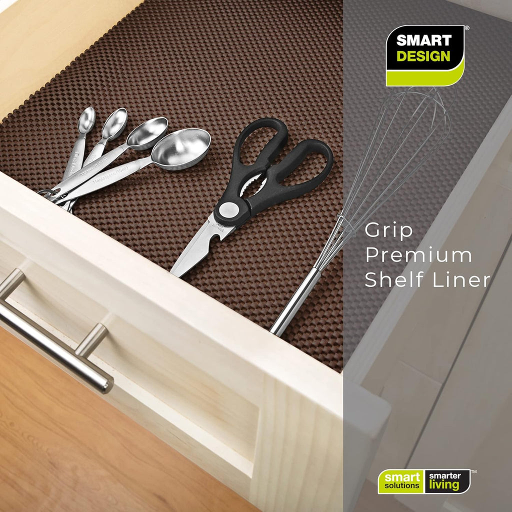 Premium Grip Shelf Liner - 18 Inch X 8 Feet - Non Adhesive, Strong Grip Bottom, Easy Clean Kitchen Drawer, Cabinet, Cupboard Dresser Protector Cover, Non Slip Rubber Mat - Coffee Bean