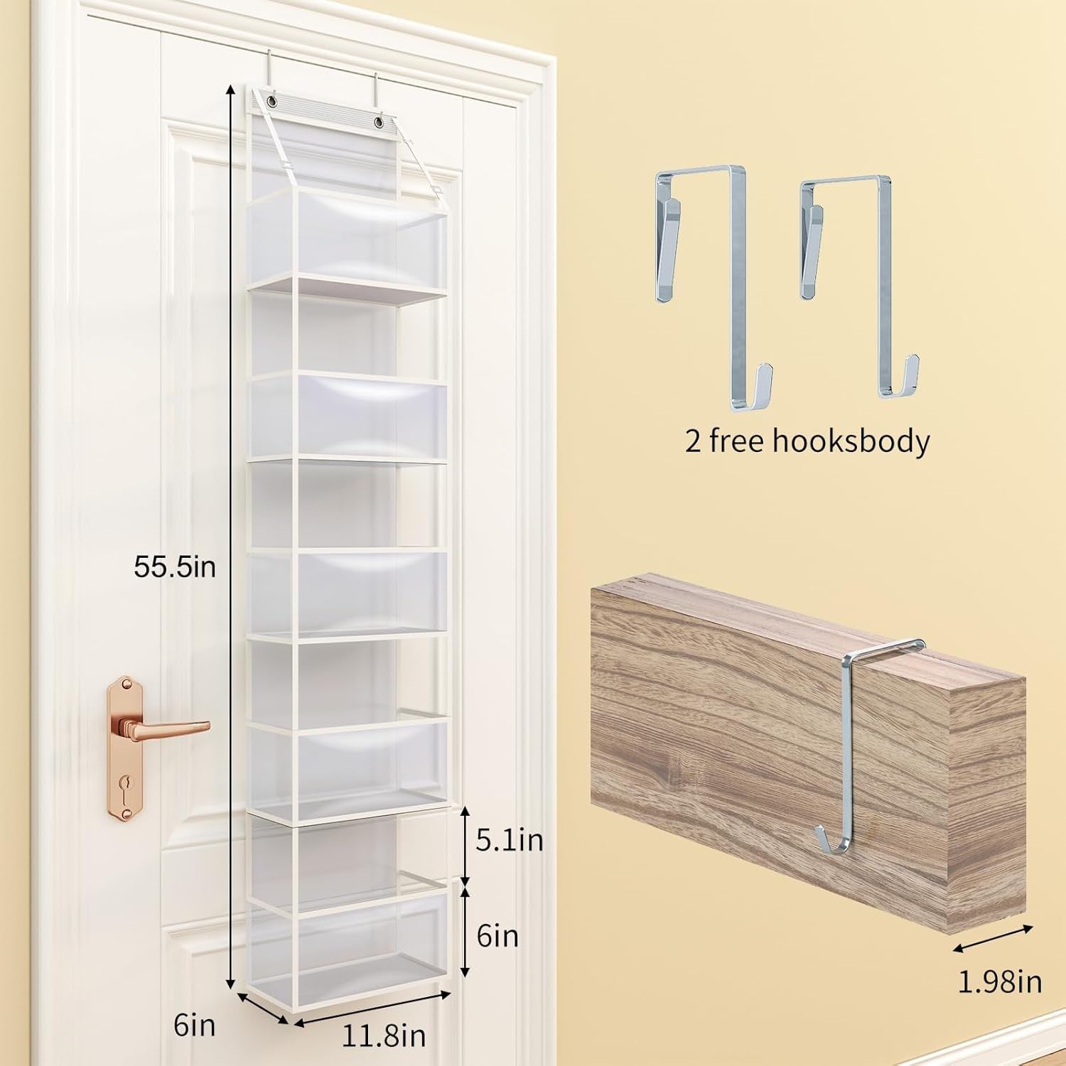 5 Shelf over the Door Hanging Pantry Organizer with Pockets