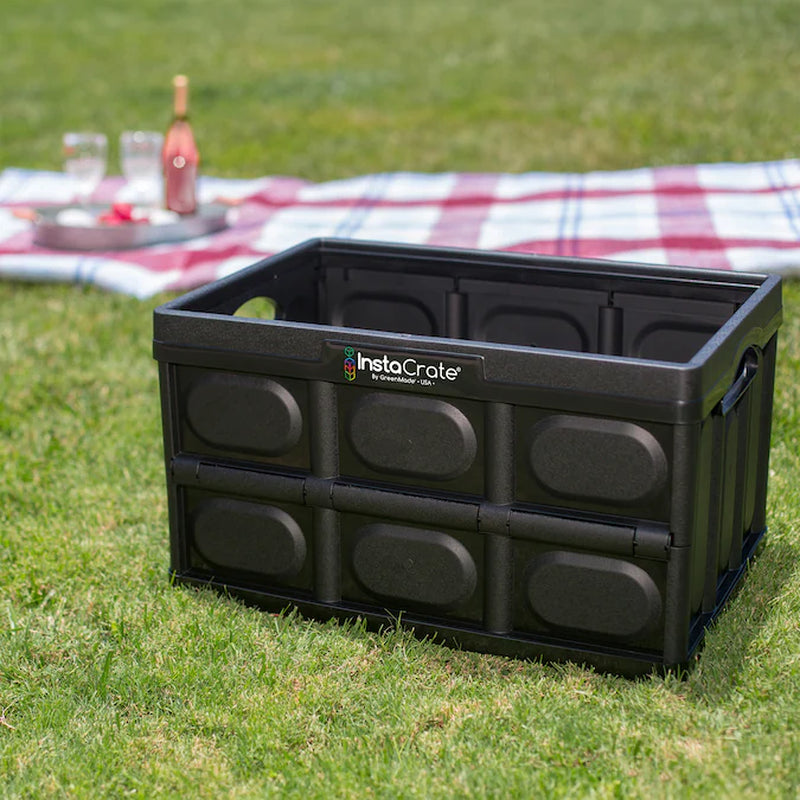 Medium Black Polypropylene Collapsible Stackable Bin