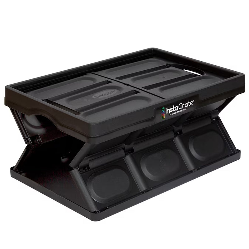 Medium Black Polypropylene Collapsible Stackable Bin