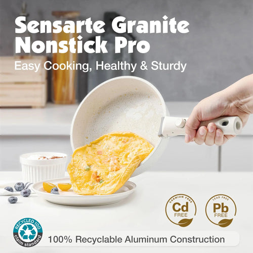 Nonstick Cookware Sets with Detachable Handles, 17Pcs Granite Pots and Pans Set, Induction Kitchen Cookware Sets Stackable White