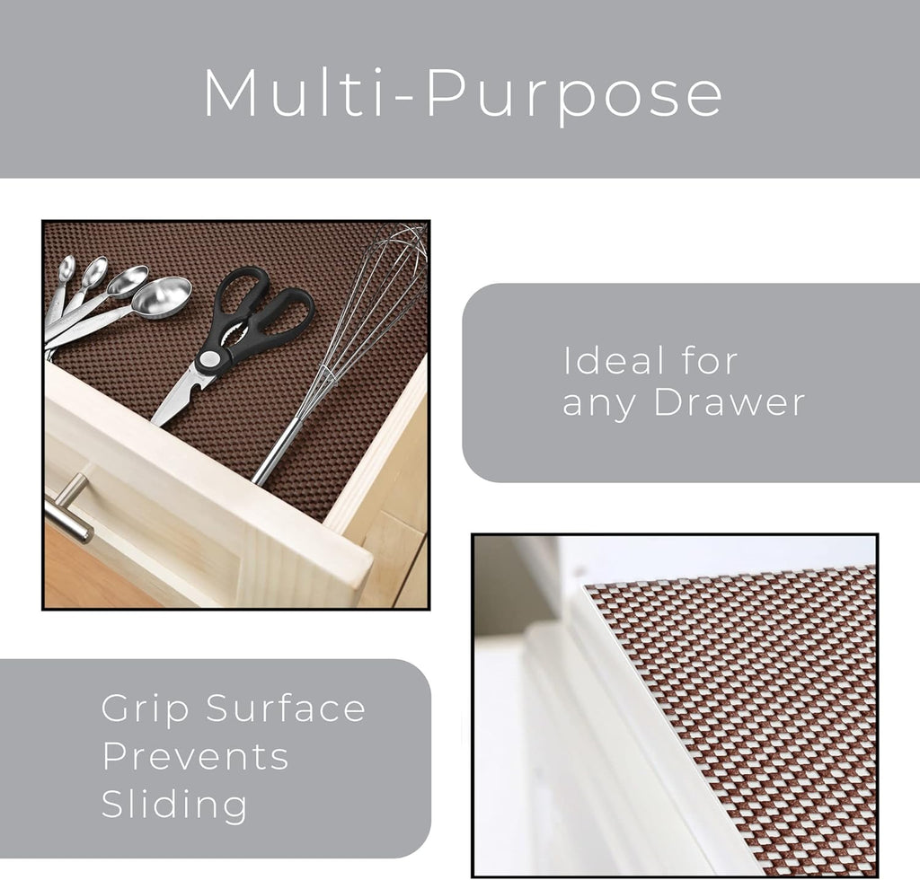 Premium Grip Shelf Liner - 18 Inch X 8 Feet - Non Adhesive, Strong Grip Bottom, Easy Clean Kitchen Drawer, Cabinet, Cupboard Dresser Protector Cover, Non Slip Rubber Mat - Coffee Bean