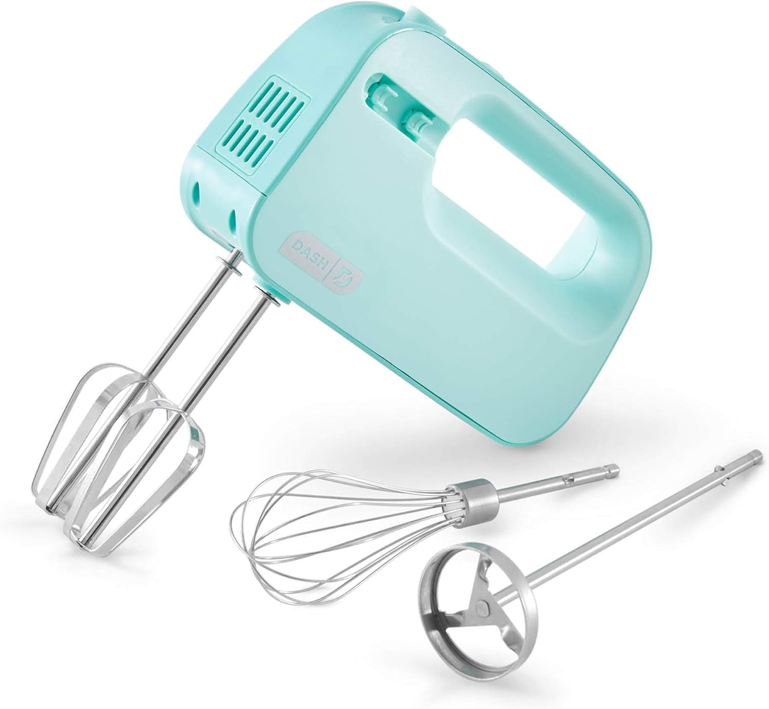 Smartstore™ Deluxe Compact Electric Hand Mixer + Whisk and Milkshake Attachment for Whipping, Mixing Cookies, Brownies, Cakes, Dough, Batters, Meringues & More, 3 Speed, 150-Watt – Aqua
