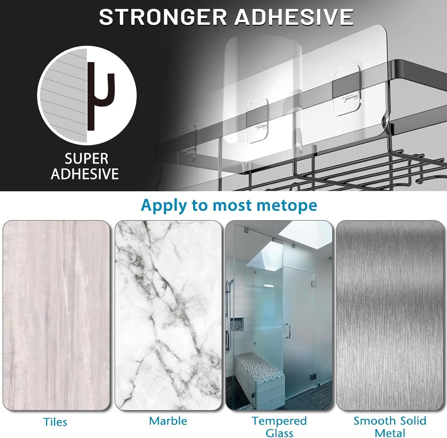 Shower Caddy Shelf Organizer Rack, Self Adhesive Black Bathroom Shelves Basket, Home Farmhouse Wall inside Organization and Storage Decor Rv Accessories, First Camper Apartment Essentials | Basket, Home Farmhouse, Decor, Rv Accessories, First Camper