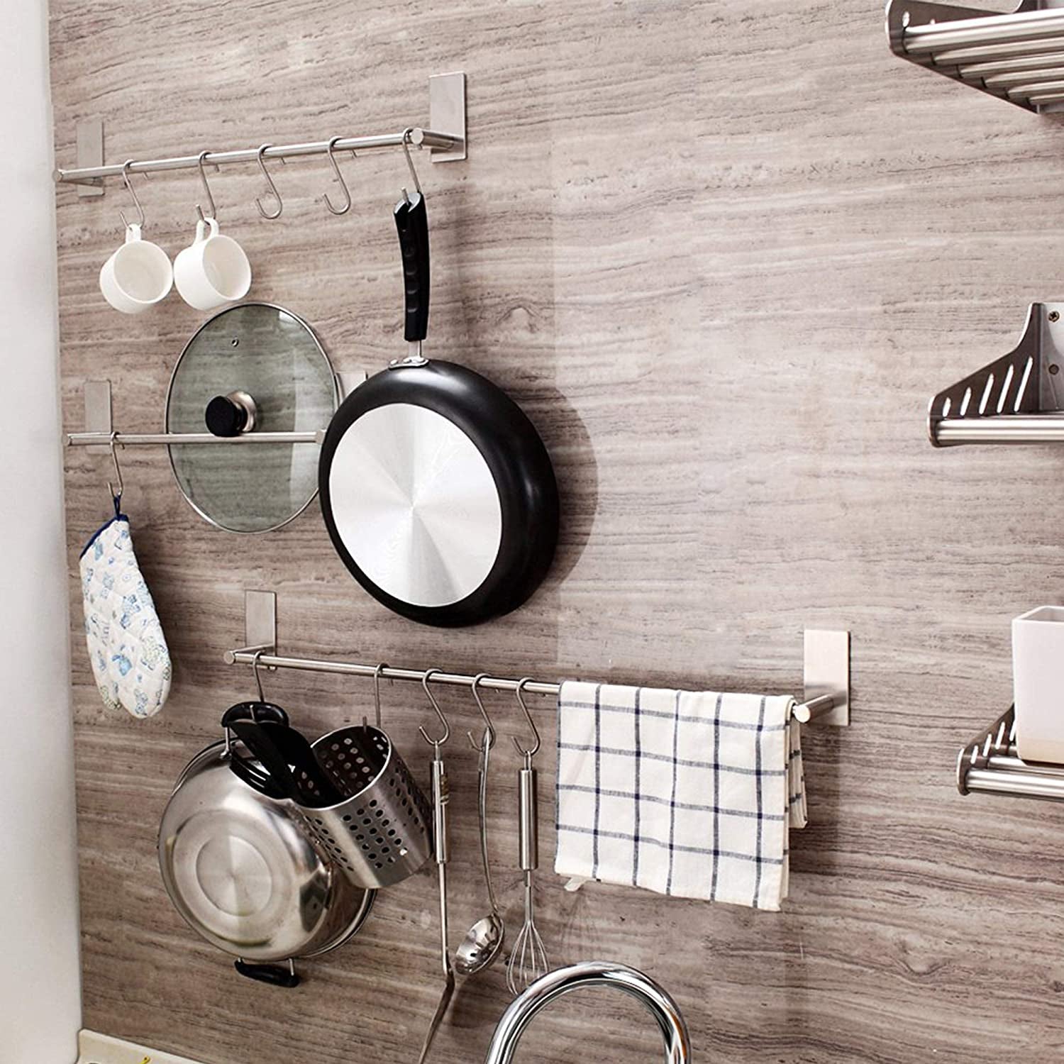 10 Pack Heavy Duty S Hooks Silver S Shaped Hooks Hanging Hangers Hooks for Kitchen, Bathroom, Bedroom and Office: Pan, Pot, Coat, Bag, Plants(10 Pack/Silver/Small)