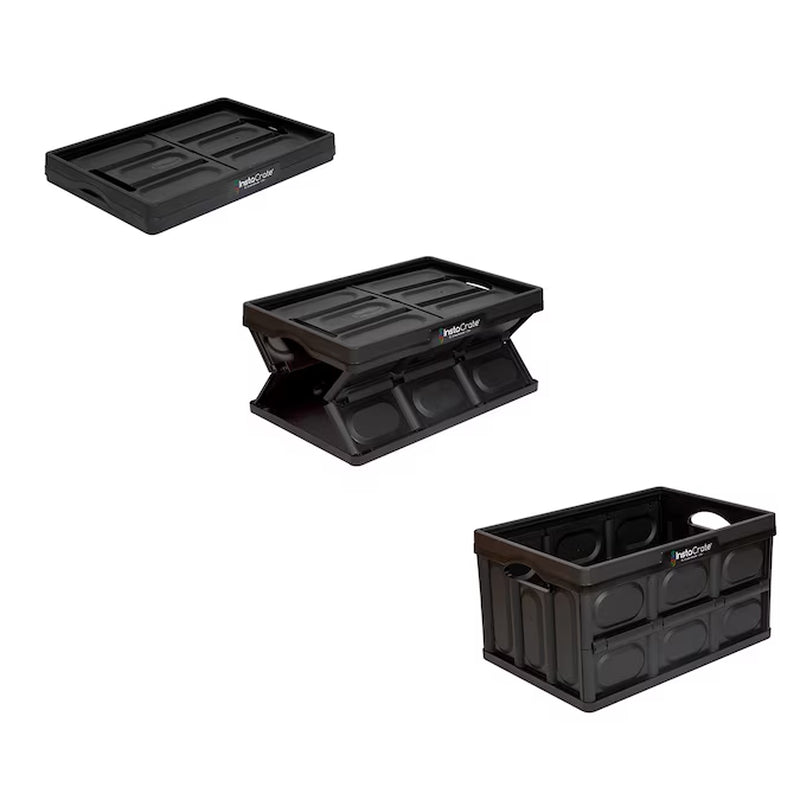 Medium Black Polypropylene Collapsible Stackable Bin