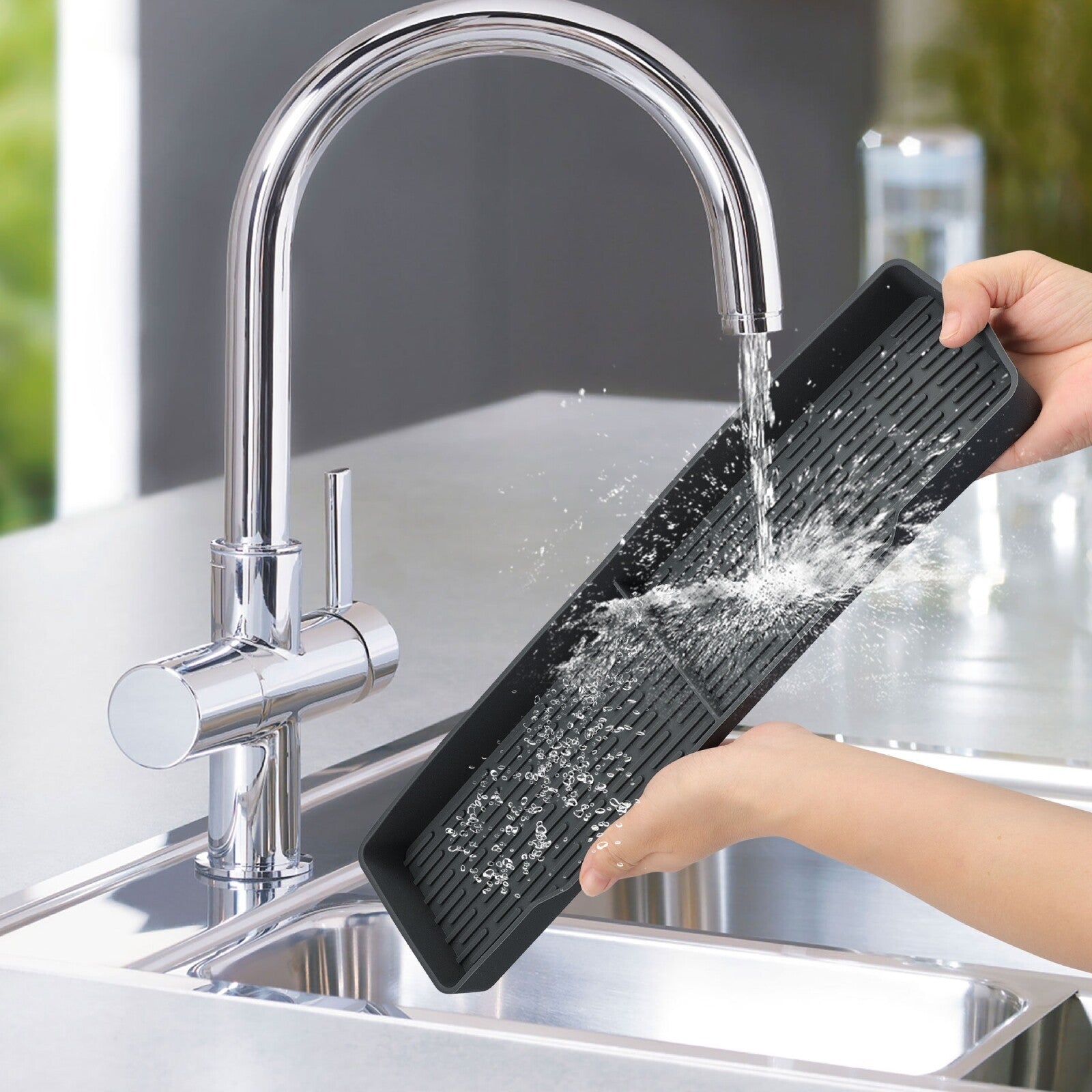 Silicone Kitchen Spice Rack, Magnetic Stove Top Shelf 15", Countertop Organizer