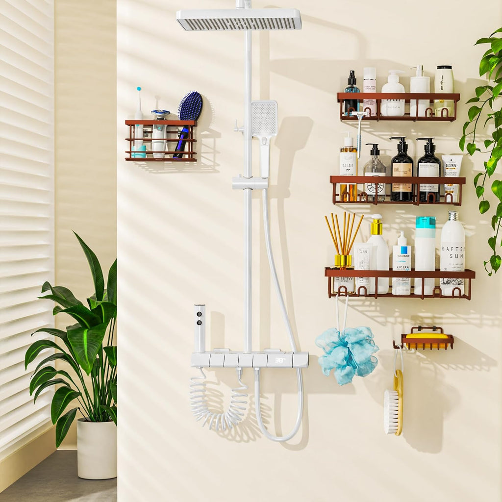 Adhesive Shower Caddy Organizer Shelves Rack - 5 Pack Corner Bathroom Storage