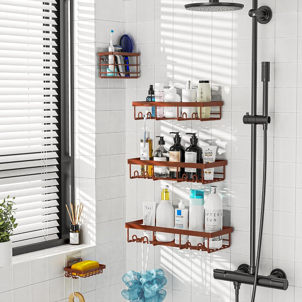 Adhesive Shower Caddy Organizer Shelves Rack - 5 Pack Corner Bathroom Storage