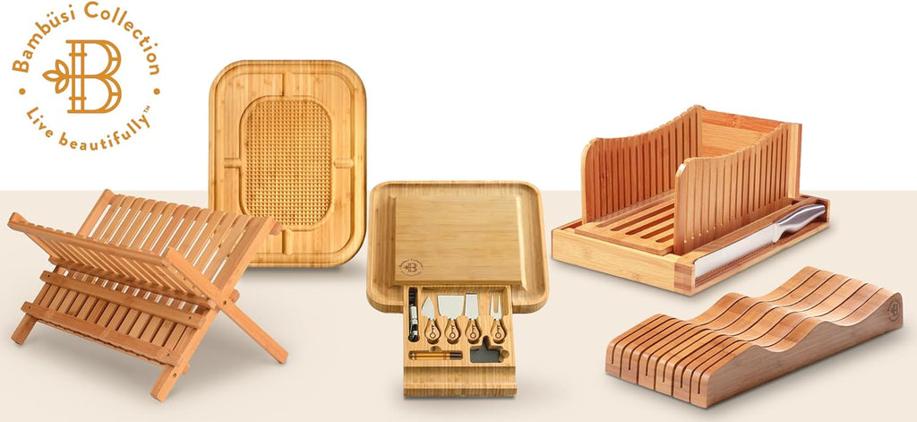 Dish Drying Rack - Bamboo Dish Rack for Kitchen Counter, Collapsible 2-Tier Wooden Drying Rack for Dishes, Plates, Cups, Utensils - Foldable Dish Drainer, Space-Saving Kitchen Drying Rack Organizer