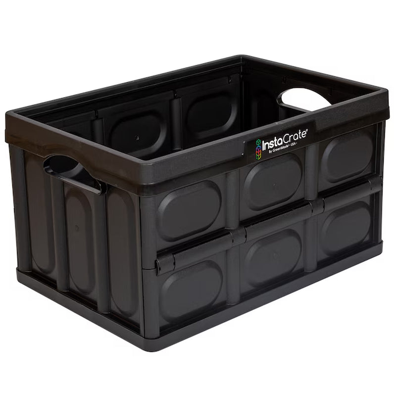 Medium Black Polypropylene Collapsible Stackable Bin