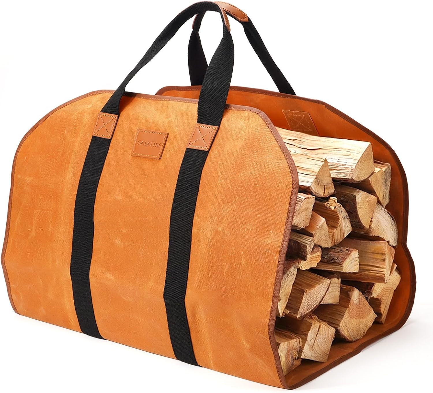 Firewood Carrier Waxed Canvas, 20Oz Heavy Duty and Large Capacity Firewood Log Tote Bag for Wood Carrying, 21'' × 44''