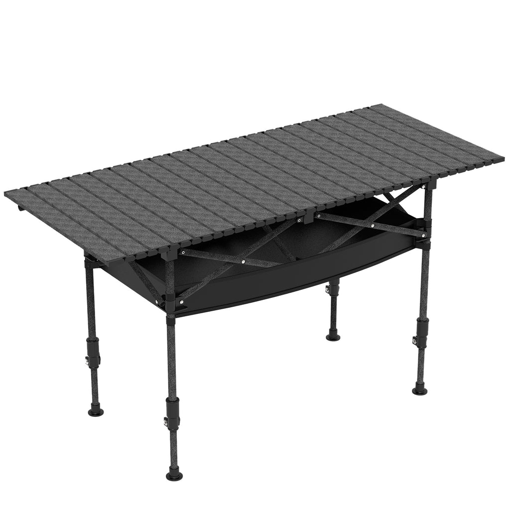 S-M-L Size Options Portable Folding Camping Table with Adjustable Height Rustproof Carbon Steel Foldable Roll-Up Camping Table for Picnic Camping Hiking Beach BBQ 55LBS Max Load