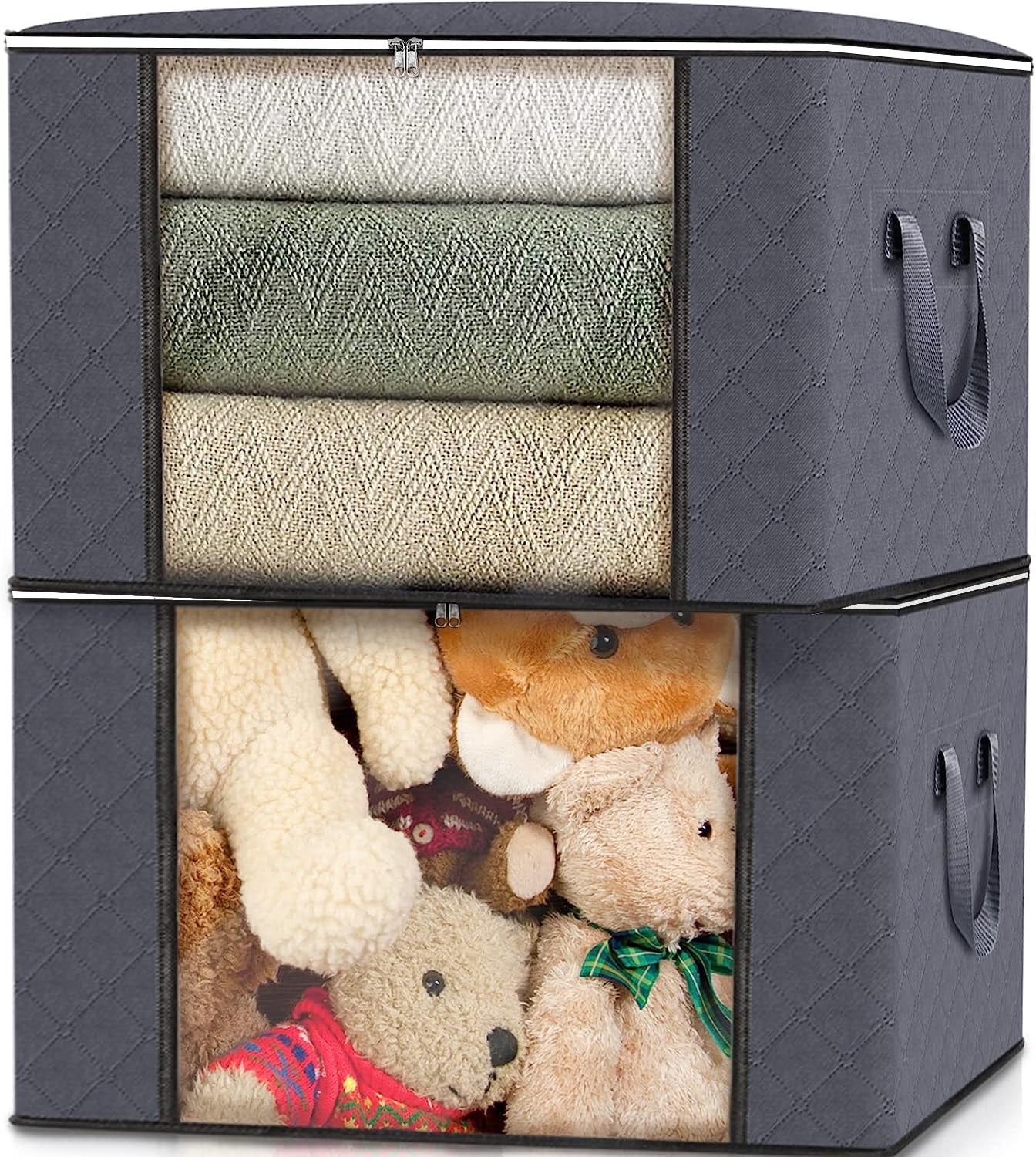 Closet Organizers and Storage Bags for Clothes Storage, 80L Large Capacity Blanket Storage Bag- 2Pcs