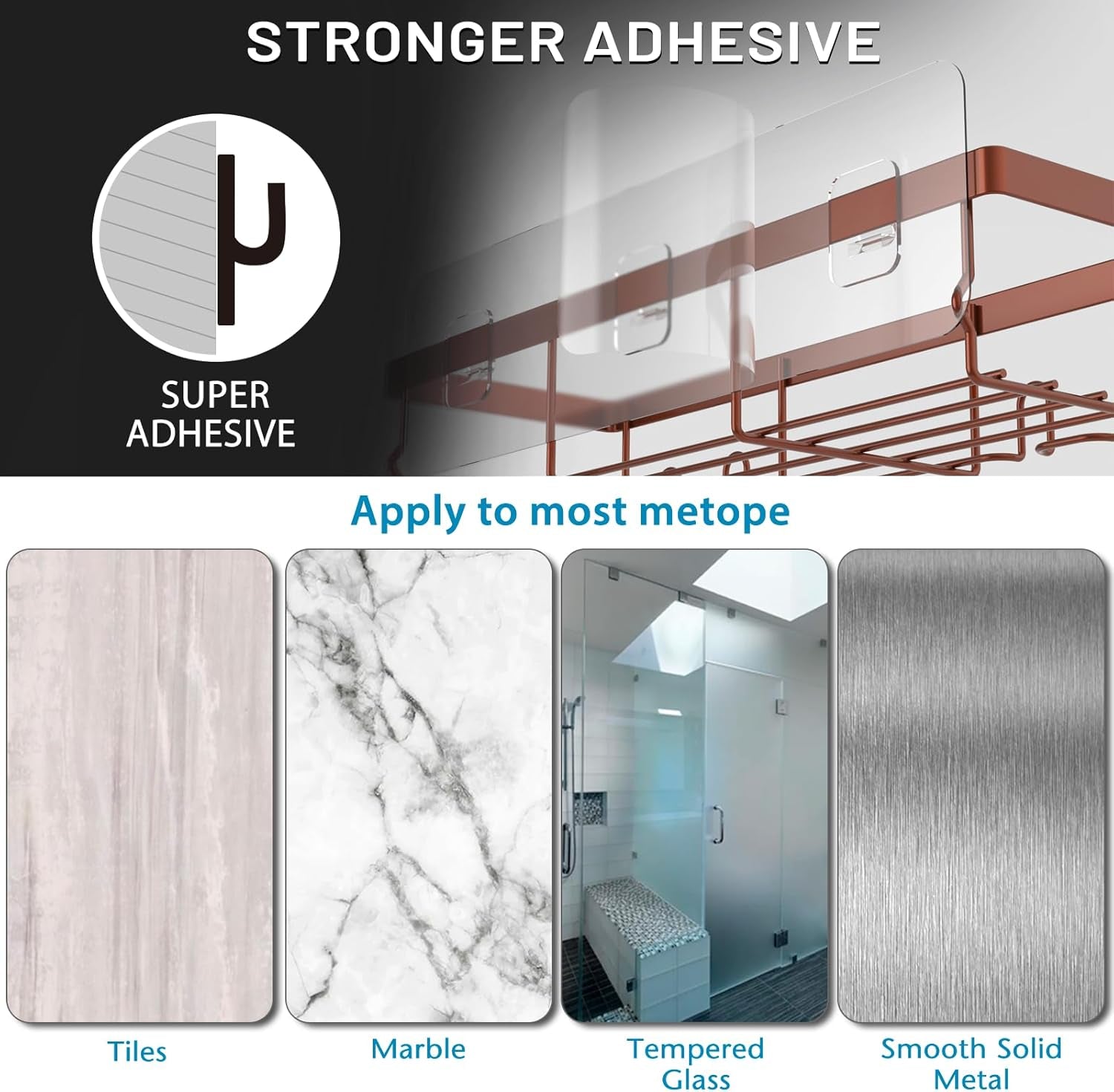 Adhesive Shower Caddy Organizer Shelves Rack - 5 Pack Corner Bathroom Storage