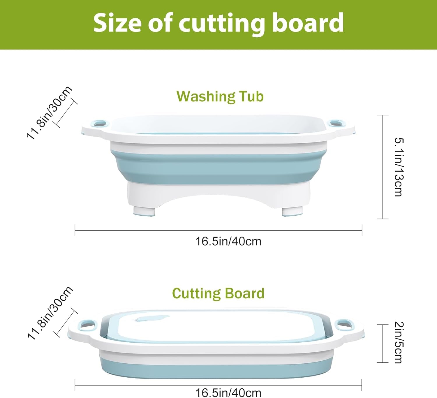 Collapsible Cutting Board, Camping Cutting Board with Knife,Multifunctional Kitchen Vegetable Washing Basket Silicone Dish Tub for Camping Kitchen Essentials/Bbq Prep Tub/Rv Accessories