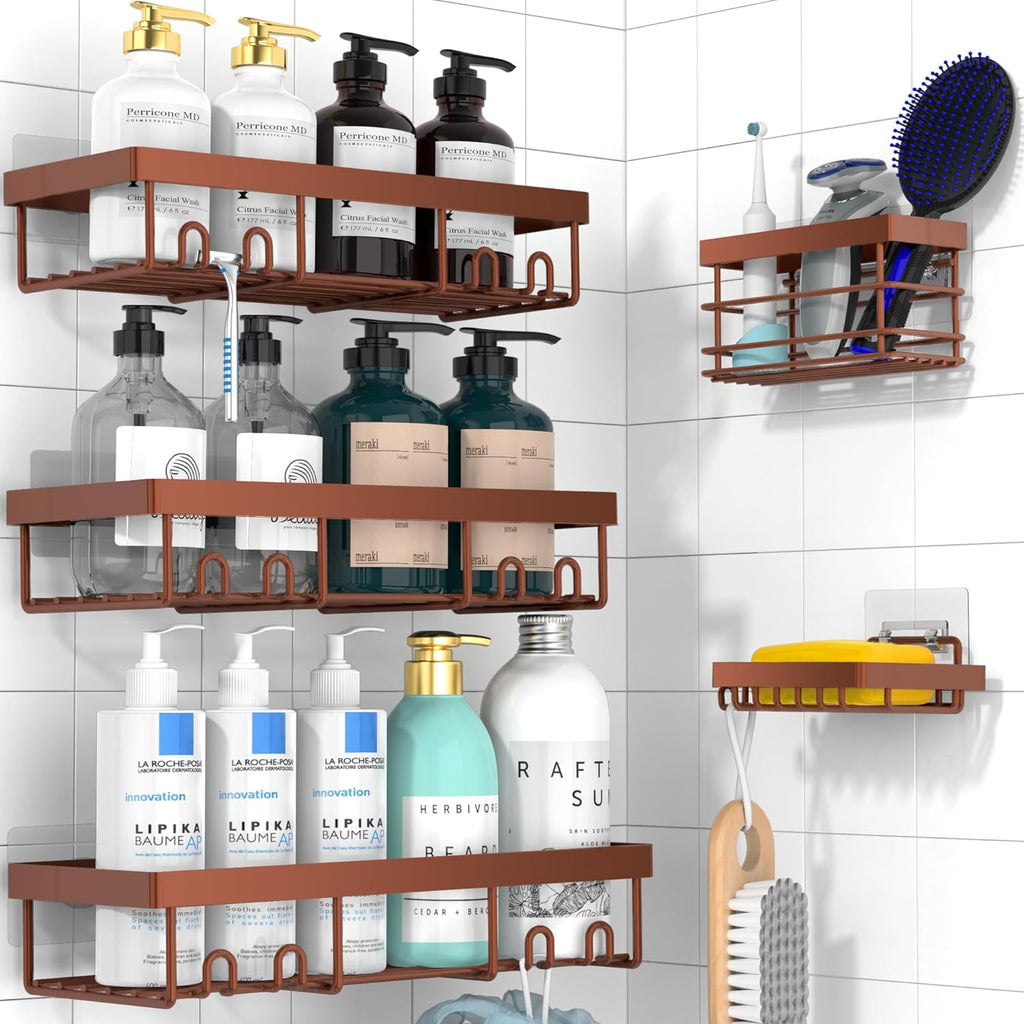 Adhesive Shower Caddy Organizer Shelves Rack - 5 Pack Corner Bathroom Storage