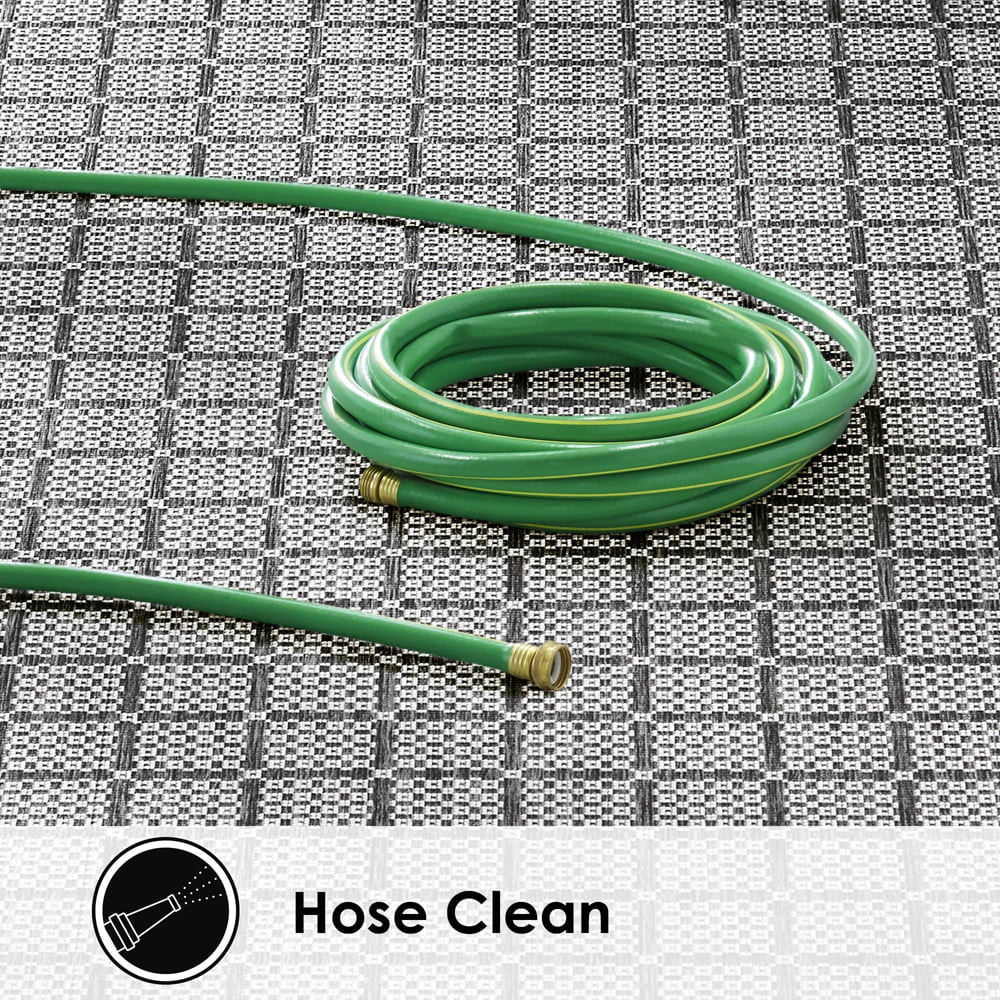 New York Patio Country Luna Contemporary Geometric Indoor/Outdoor Area Rug, Black/Grey, 5'2"X7'2"