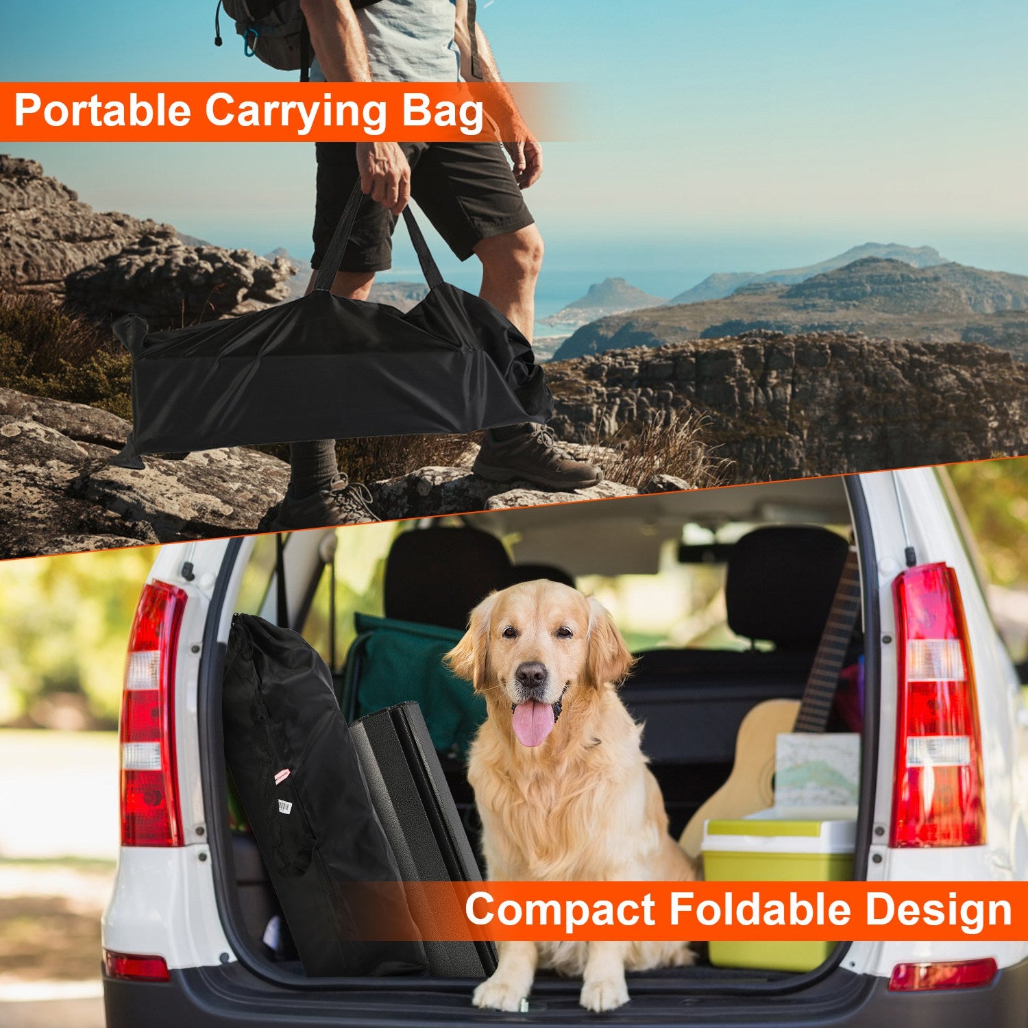 S-M-L Size Options Portable Folding Camping Table with Adjustable Height Rustproof Carbon Steel Foldable Roll-Up Camping Table for Picnic Camping Hiking Beach BBQ 55LBS Max Load