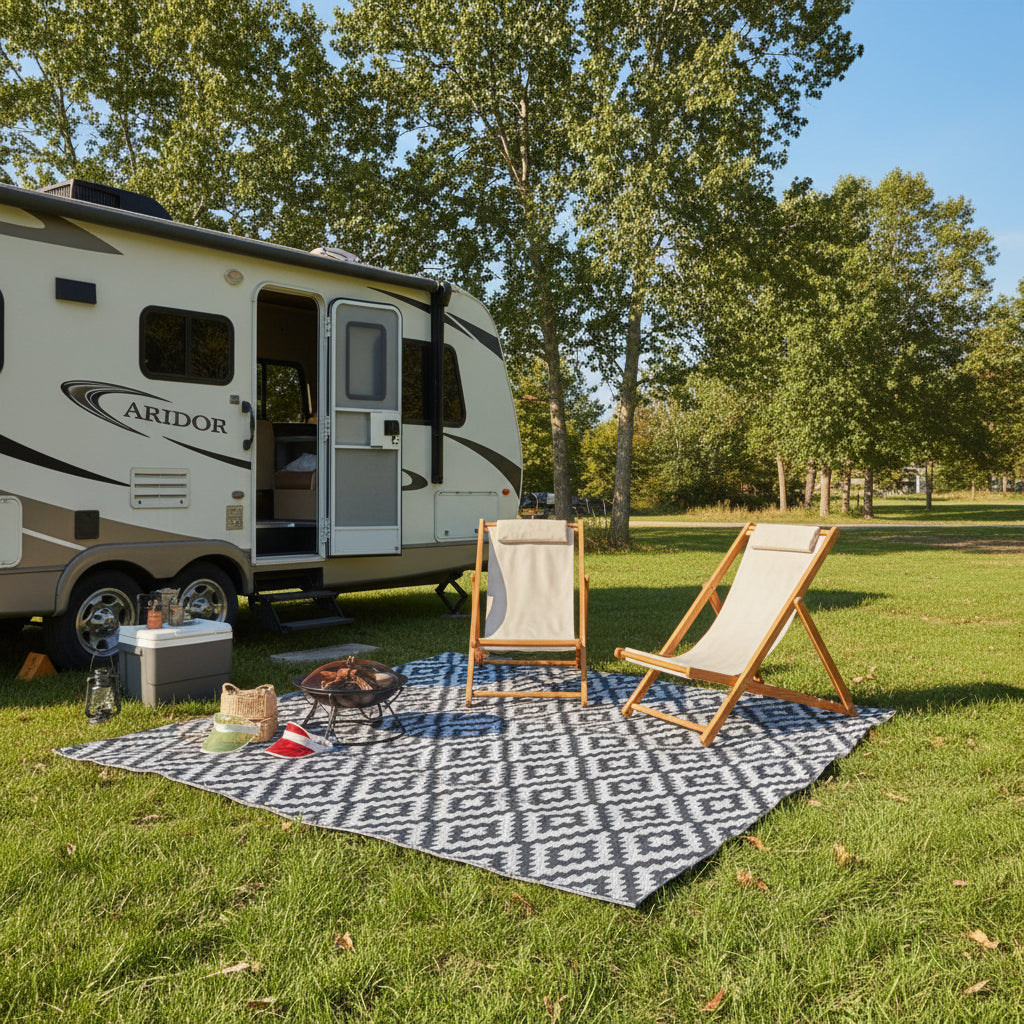 5'X 7' Reversible Mats, Plastic Straw Rug, Modern Area Rug, Large Floor Mat and Rug for Outdoor, RV, Patio, Backyard, Deck, Picnic, Beach, Trailer, Camping