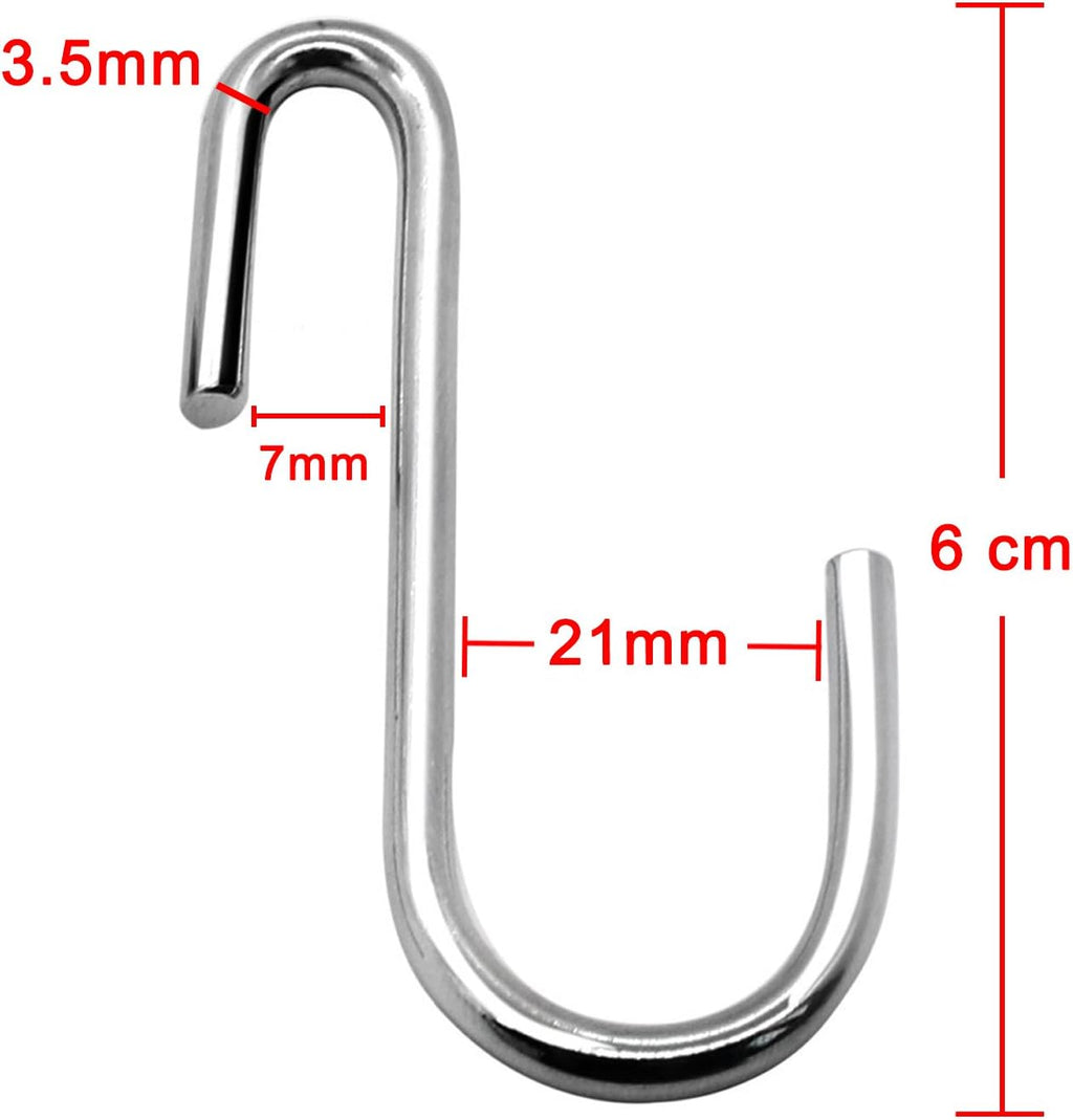 10 Pack Heavy Duty S Hooks Silver S Shaped Hooks Hanging Hangers Hooks for Kitchen, Bathroom, Bedroom and Office: Pan, Pot, Coat, Bag, Plants(10 Pack/Silver/Small)