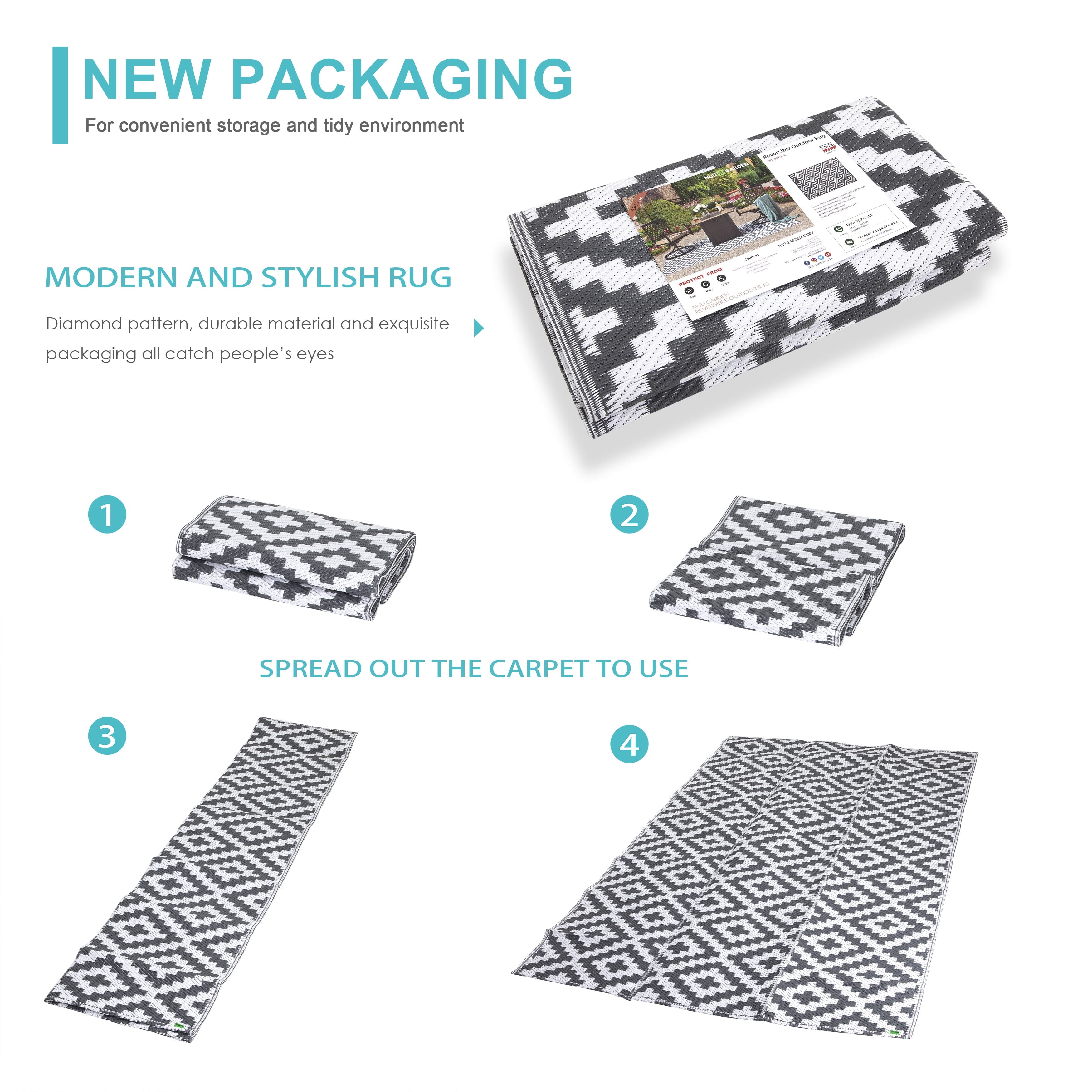 5'X 7' Reversible Mats, Plastic Straw Rug, Modern Area Rug, Large Floor Mat and Rug for Outdoor, RV, Patio, Backyard, Deck, Picnic, Beach, Trailer, Camping