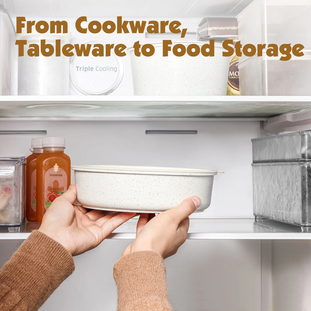 Nonstick Cookware Sets with Detachable Handles, 17Pcs Granite Pots and Pans Set, Induction Kitchen Cookware Sets Stackable White