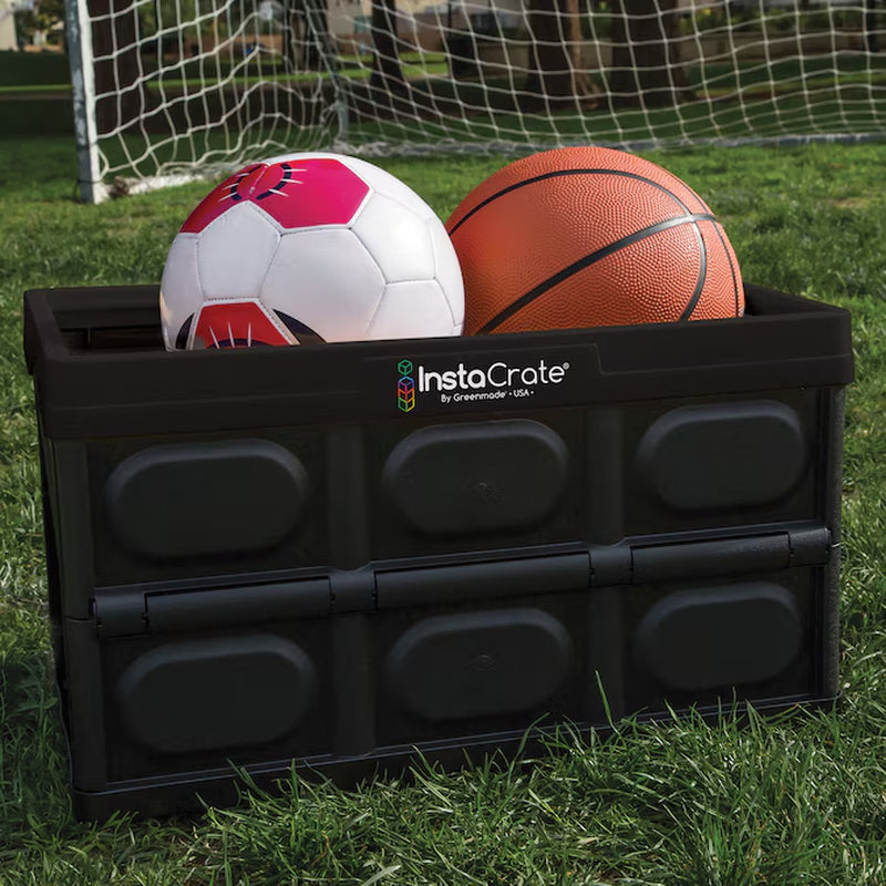 Medium Black Polypropylene Collapsible Stackable Bin