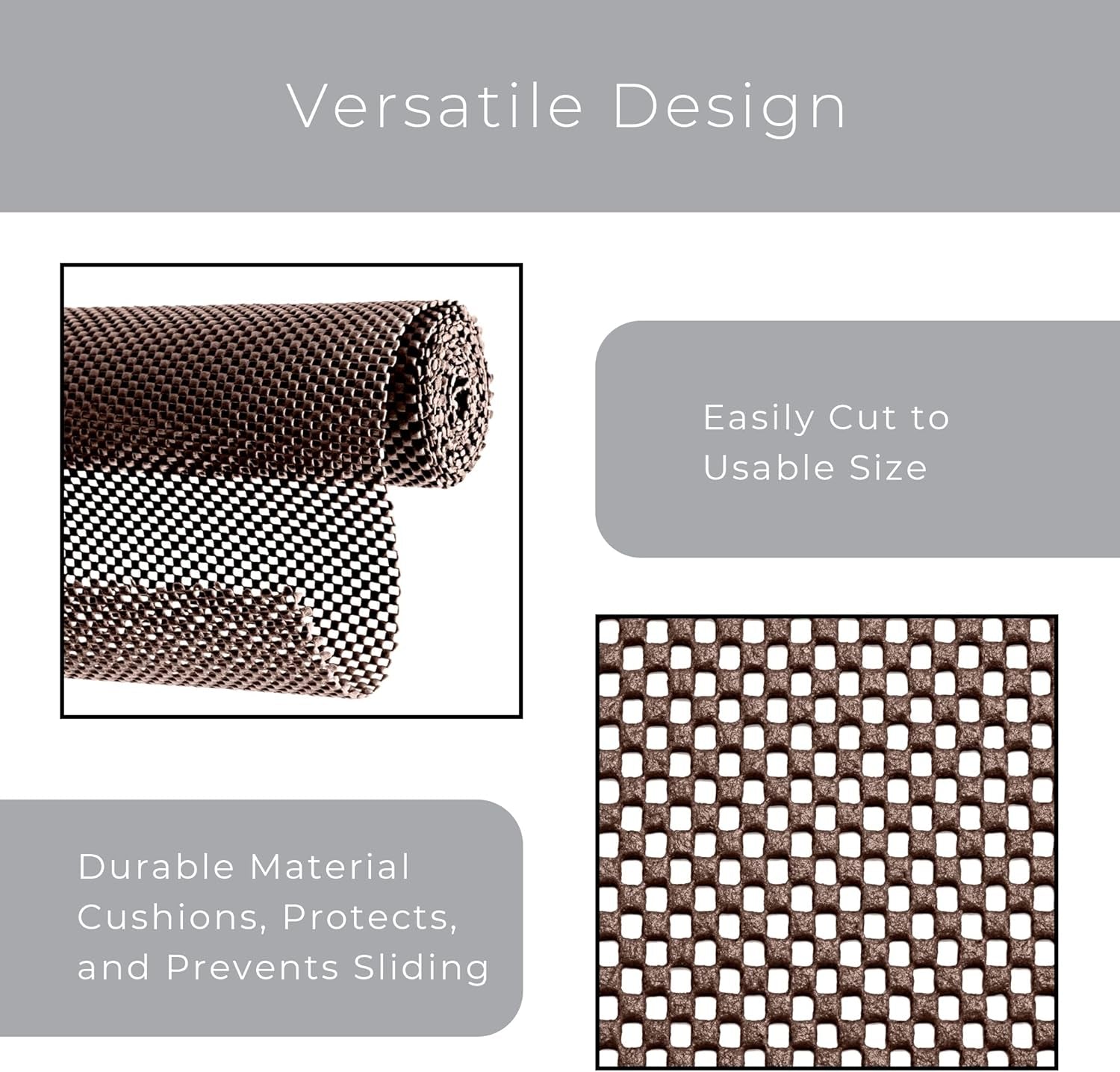 Premium Grip Shelf Liner - 18 Inch X 8 Feet - Non Adhesive, Strong Grip Bottom, Easy Clean Kitchen Drawer, Cabinet, Cupboard Dresser Protector Cover, Non Slip Rubber Mat - Coffee Bean