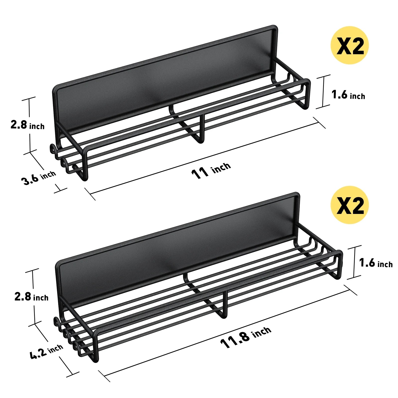 4 Pack Magnetic Spice Rack for Refrigerator and Oven, Magnetic Fridge Organizers and Storage Metal Black, Strong Magnets Shelf Seasoning Organizer Gadgets