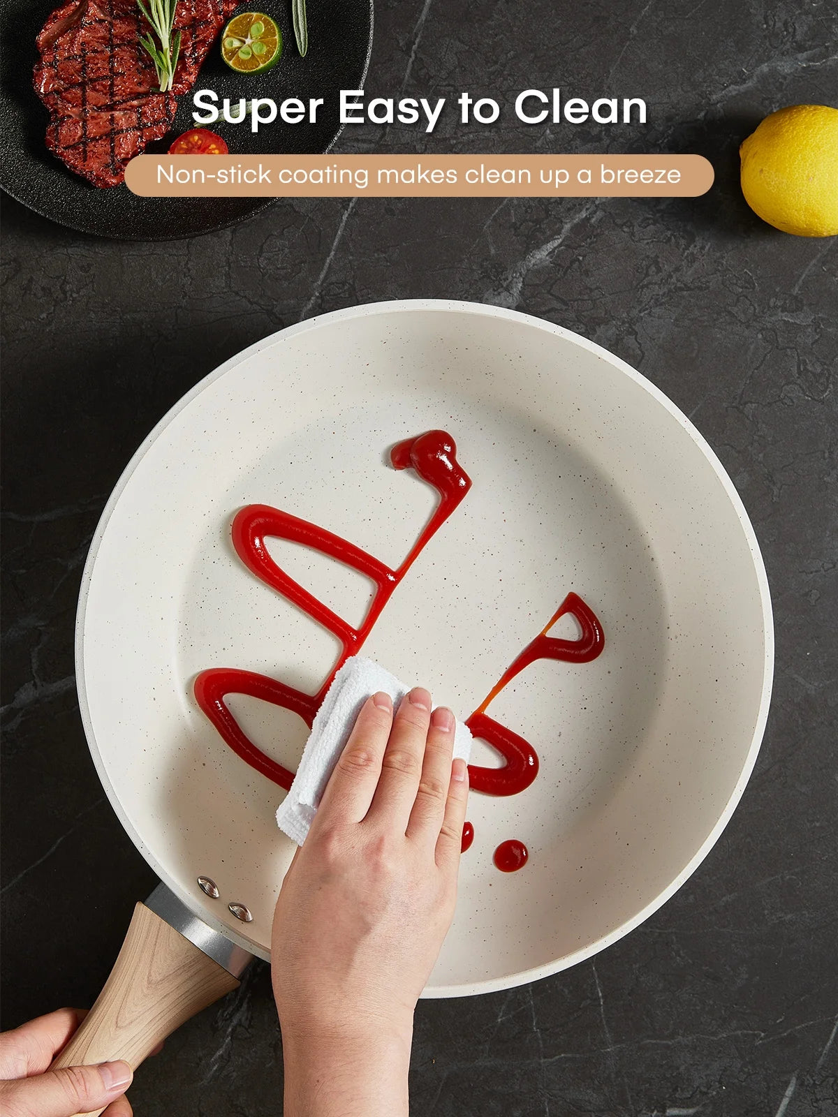 15-Piece Pots and Pans Set Non Stick, Induction Kitchen Cookware Sets, Aluminum, Beige