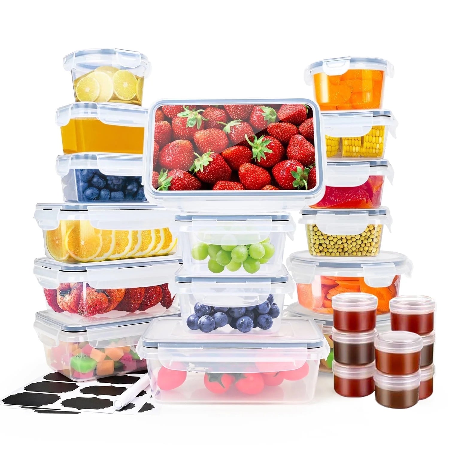 Food Storage Containers with Airtight Lids: 52 PCS Kitchen Storage Containers for Pantry Organizers and Storage, Bpa-Free Meal Prep Container with Labels & Marker