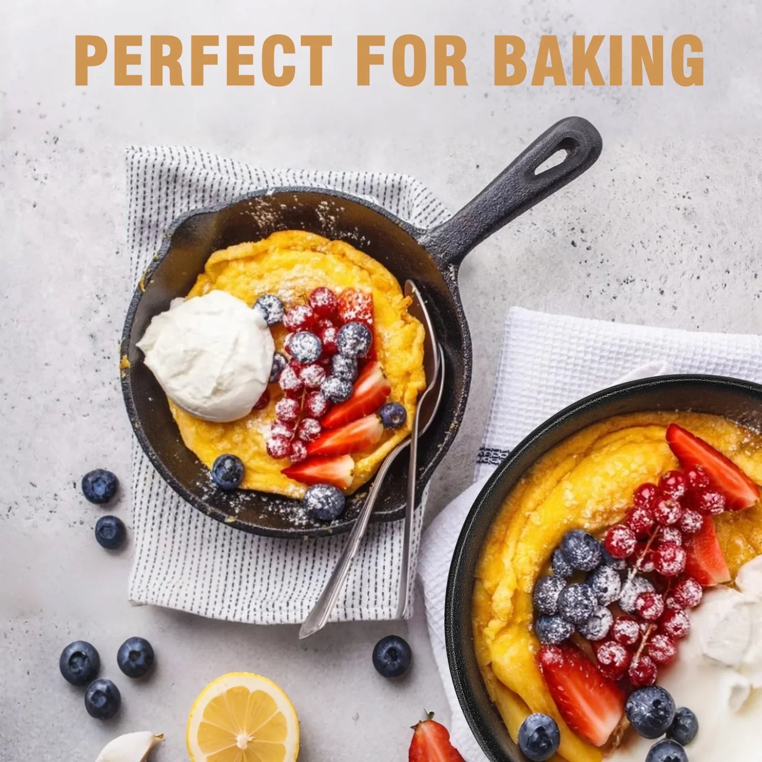 Cast Iron Skillet Set,  3-Piece Pre-Seasoned Pan Cookware Set, 10", 8", 6" Frying Pans with Handles, Heavy-Duty Cookware Set with Non-Stick Surface for Saute, Cooking, Pizza