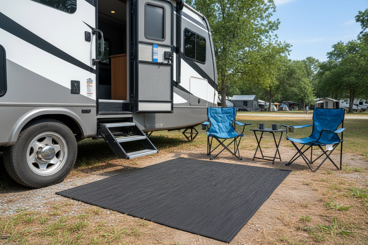 Solid Washable Waterproof Outdoor Indoor Area Rug Dark Gray 6X9