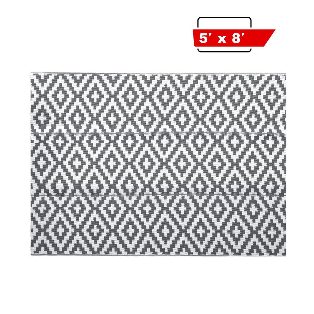 5'X 7' Reversible Mats, Plastic Straw Rug, Modern Area Rug, Large Floor Mat and Rug for Outdoor, RV, Patio, Backyard, Deck, Picnic, Beach, Trailer, Camping