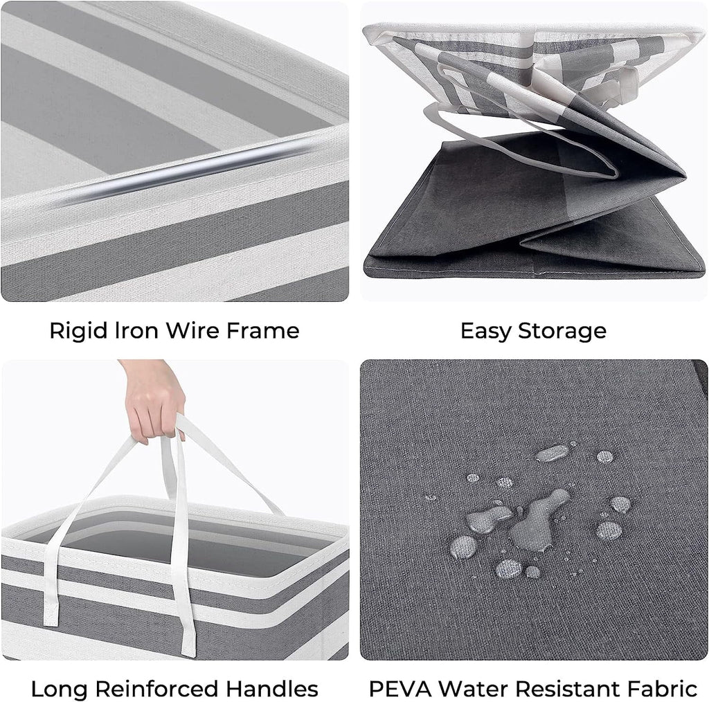 3-Pack Laundry Basket Set, 75L Freestanding Waterproof Collapsible Cotton Large Clothes Laundry Hamper with Handles