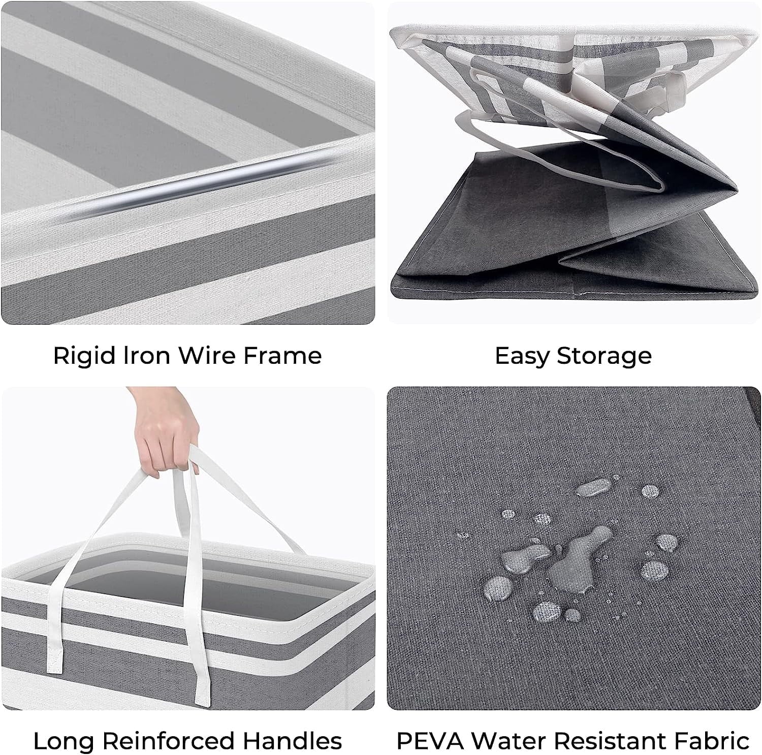 3-Pack Laundry Basket Set, 75L Freestanding Waterproof Collapsible Cotton Large Clothes Laundry Hamper with Handles