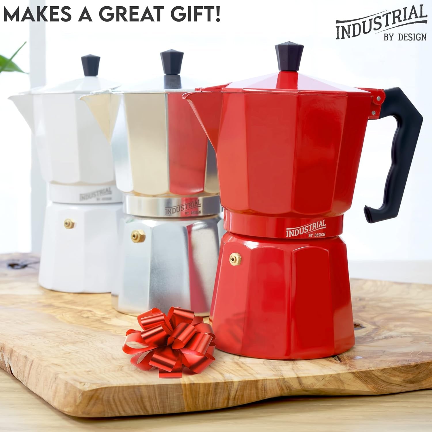 Stovetop Espresso Maker, Italian Coffee Maker, & Cuban Coffee Maker for Strong Freshly Brewed Espresso Coffee - Perfect Camping Espresso Maker & for Brewing at Home - 6-Cup Moka Pot (White)