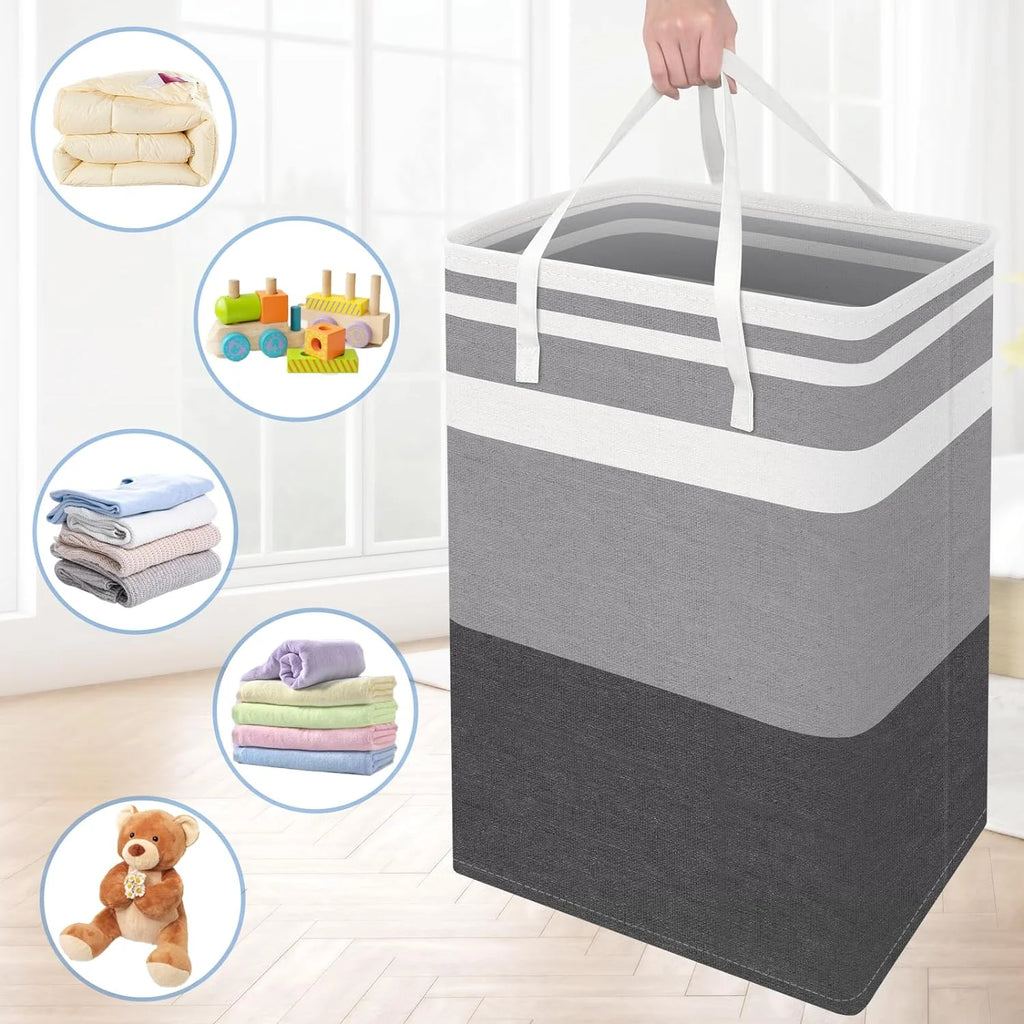 3-Pack Laundry Basket Set, 75L Freestanding Waterproof Collapsible Cotton Large Clothes Laundry Hamper with Handles