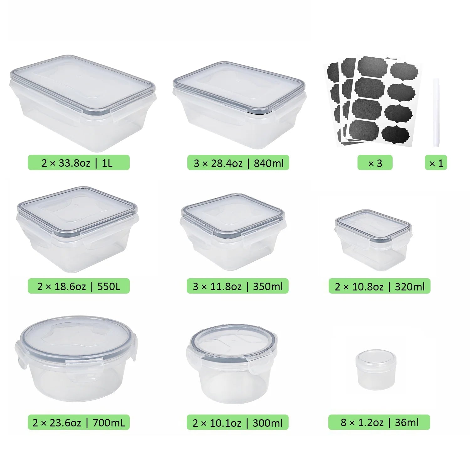 Food Storage Containers with Airtight Lids: 52 PCS Kitchen Storage Containers for Pantry Organizers and Storage, Bpa-Free Meal Prep Container with Labels & Marker