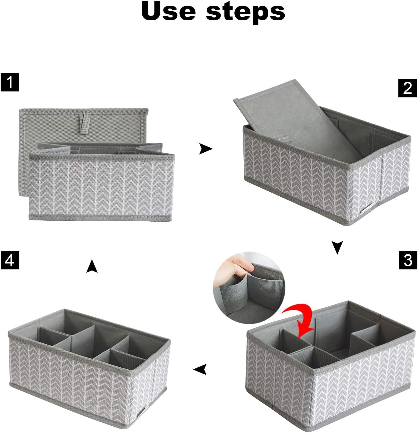 Cosmetic Storage Bins Makeup Organizer, Adjustable Multifunction Storage Box Desk Drawer Divider for Makeup Brushes, Bathroom Countertop or Dresser, Set of 3 (Grey)