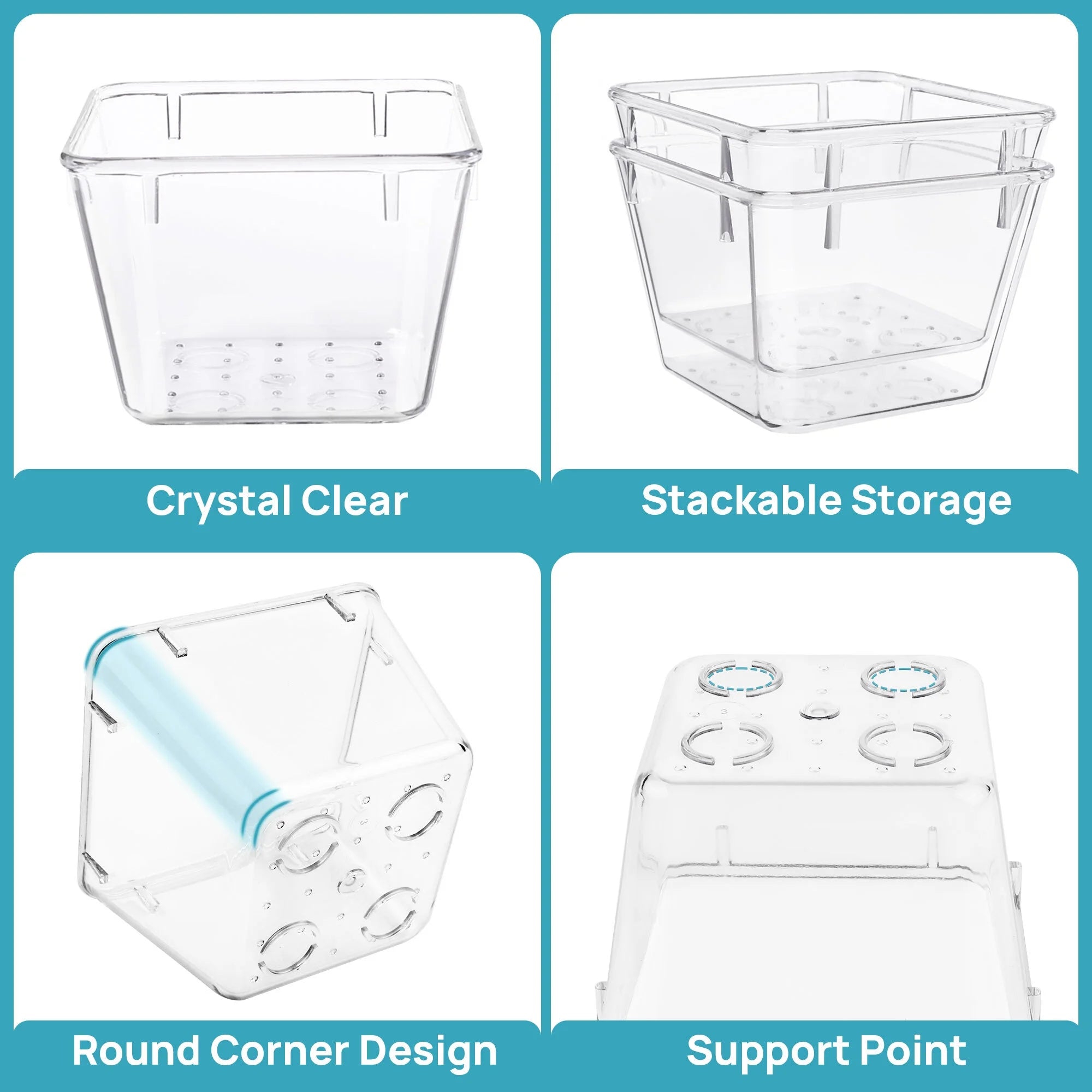 25 PCS Clear Plastic Drawer Organizers Set,  4-Size Versatile Bathroom and Vanity Trays